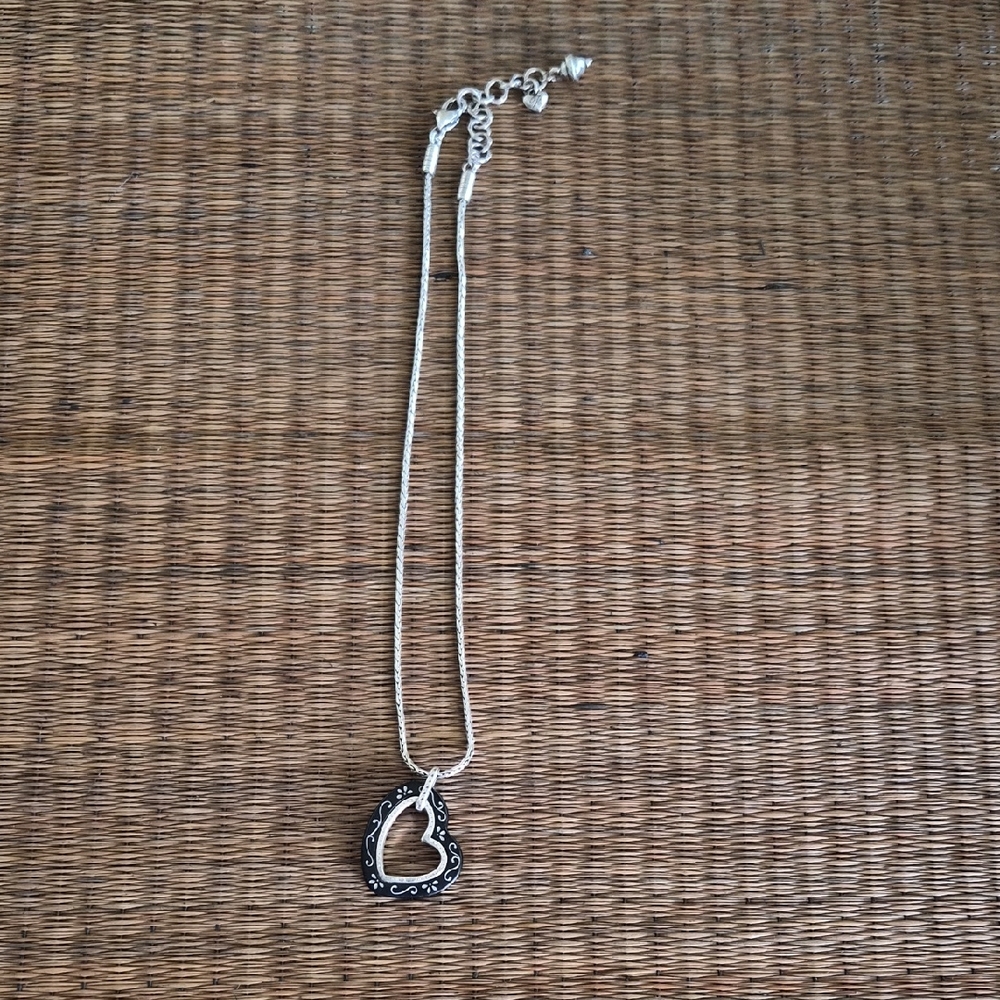 Brighton Silver and Black Heart Necklace